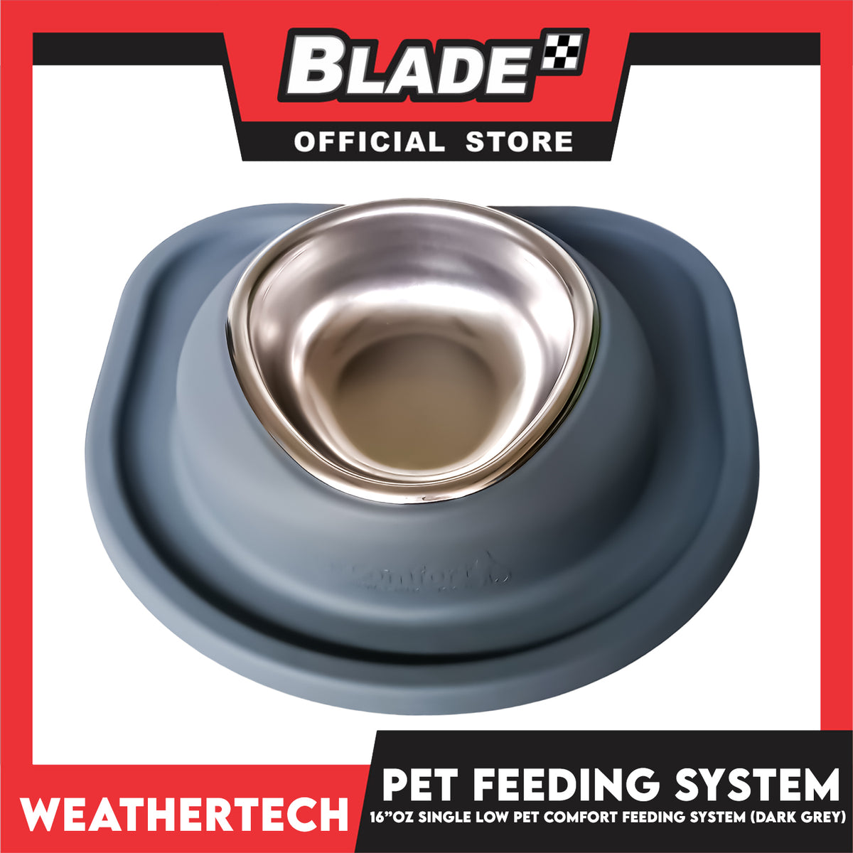 Weather Tech, Single Low Pet Comfort Feeding System 16oz (Dark Grey) SLI602DG Heavy-Duty Food or Water Bowl for On-The-Go Dogs and Cats