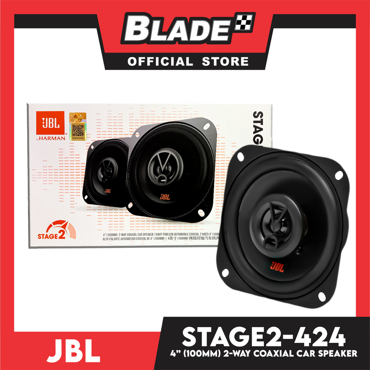 JBL Stage2 424 4'' (100mm) 2-way Coaxial Car Speaker 25W RMS
