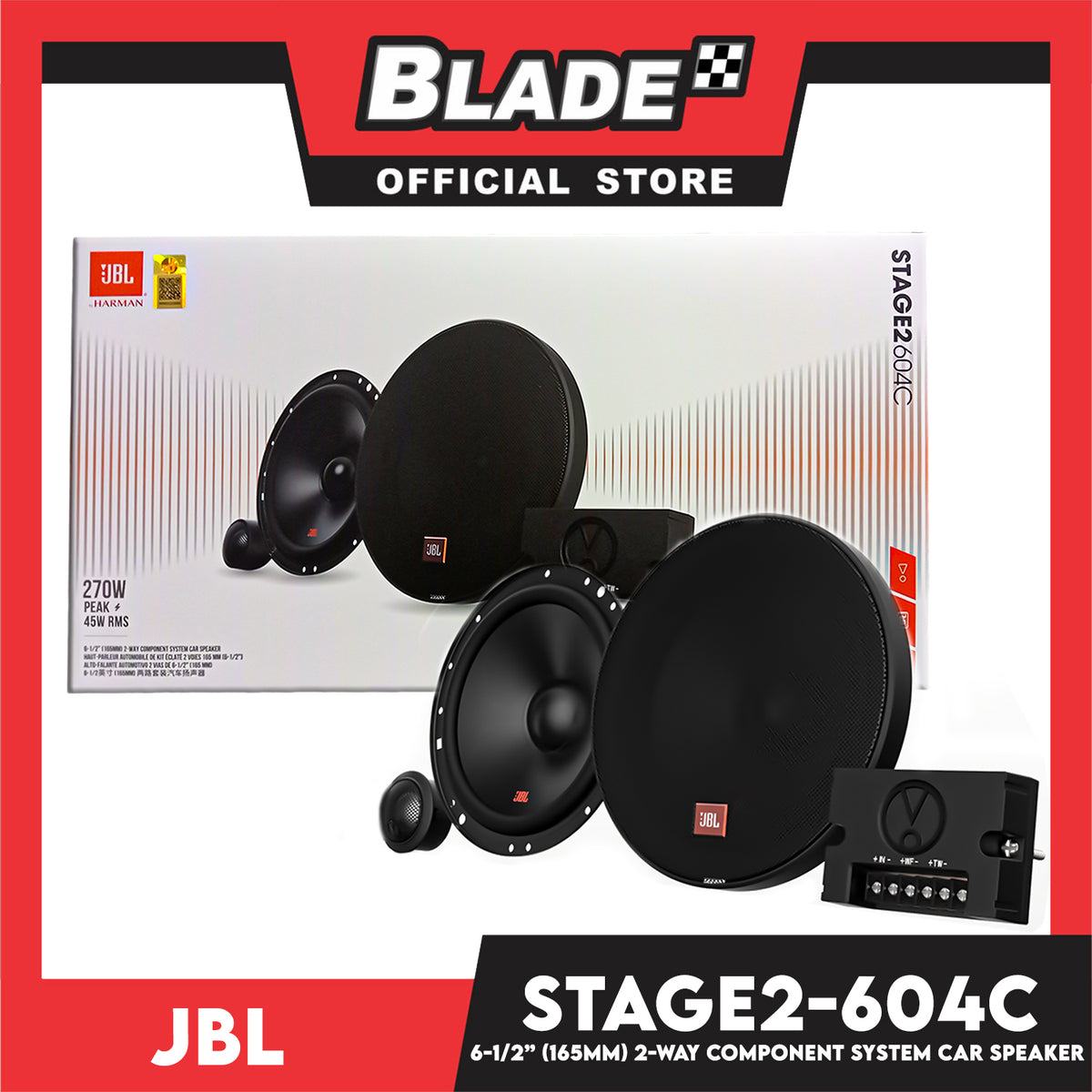 JBL Stage2 604C 6-1/2'' (165mm) 2-way Component Car Speaker 45W RMS