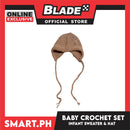 Baby Crochet Set, Infant Sweater and Hat (Brown)