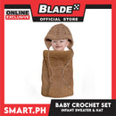 Baby Crochet Set, Infant Sweater and Hat (Brown)
