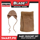 Baby Crochet Set, Infant Sweater and Hat (Brown)
