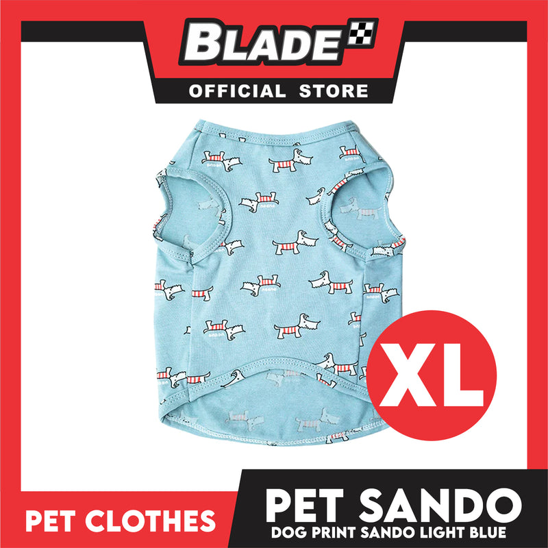 Pet Sando (Extra Large) Light Blue with Dog Print Design