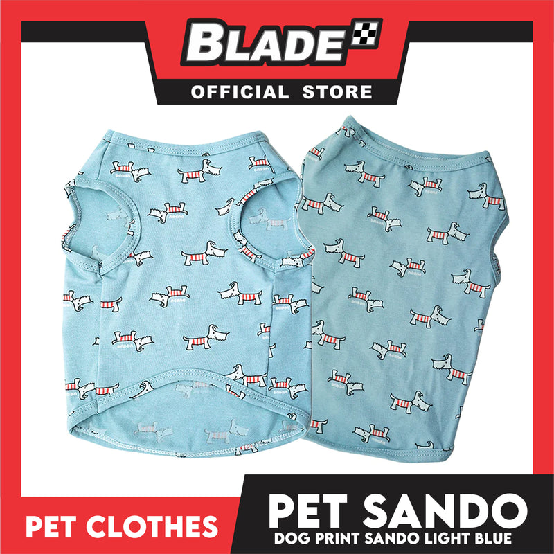 Pet Sando (Extra Large) Light Blue with Dog Print Design