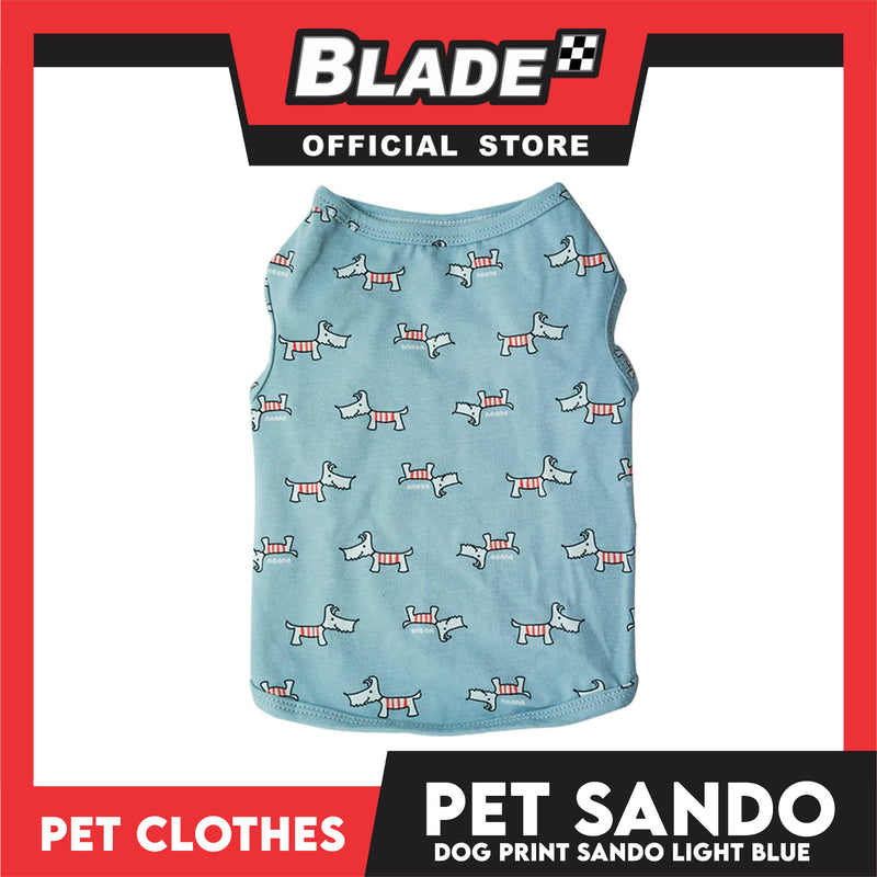 Pet Sando (Extra Large) Light Blue with Dog Print Design