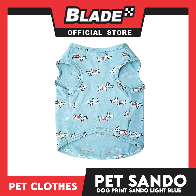 Pet Sando (Extra Large) Light Blue with Dog Print Design