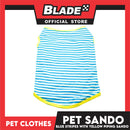 Pet Sando (Medium) Blue and White Stripes with Yellow Piping Design Sando Pet Shirt