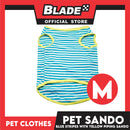 Pet Sando (Medium) Blue and White Stripes with Yellow Piping Design Sando Pet Shirt