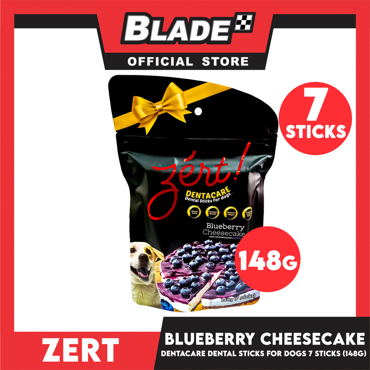 Zert Denta Care Blueberry Cheesecake Dental Sticks for Dogs 148g (7 Sticks)