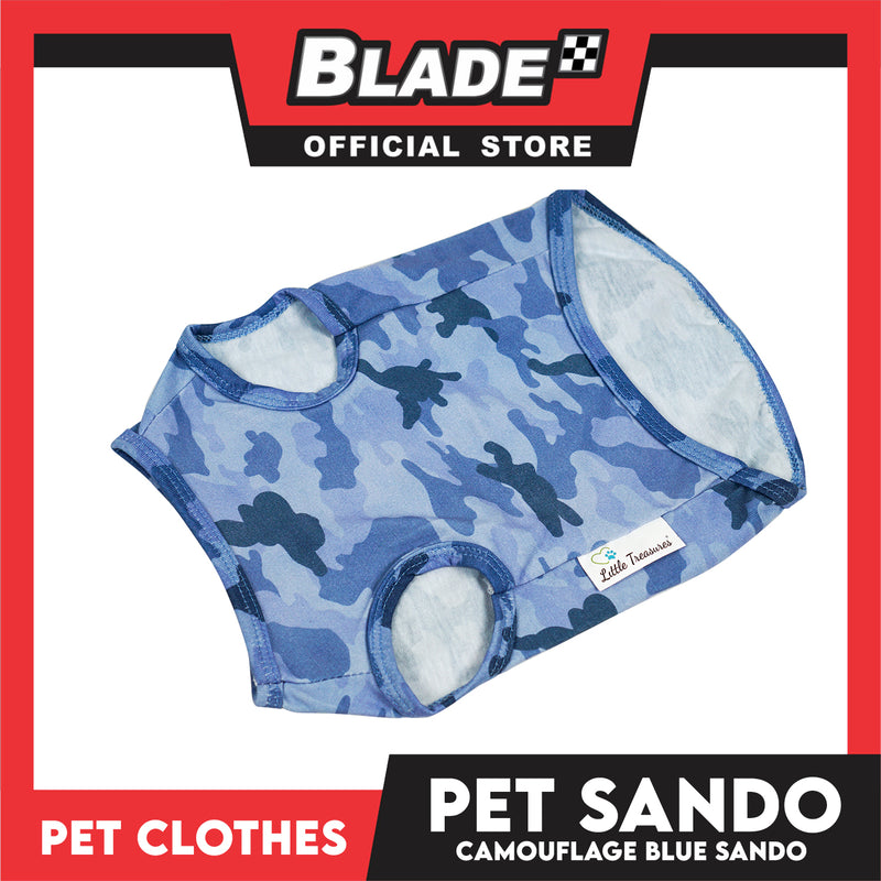 Pet Sando Blue Camouflage Pet Clothes Shirt (Large) Perfect Fit for Dogs and Cats