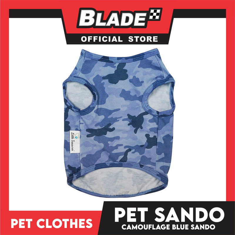Pet Sando Blue Camouflage Pet Clothes Shirt (Small) Perfect Fit for Dogs and Cats