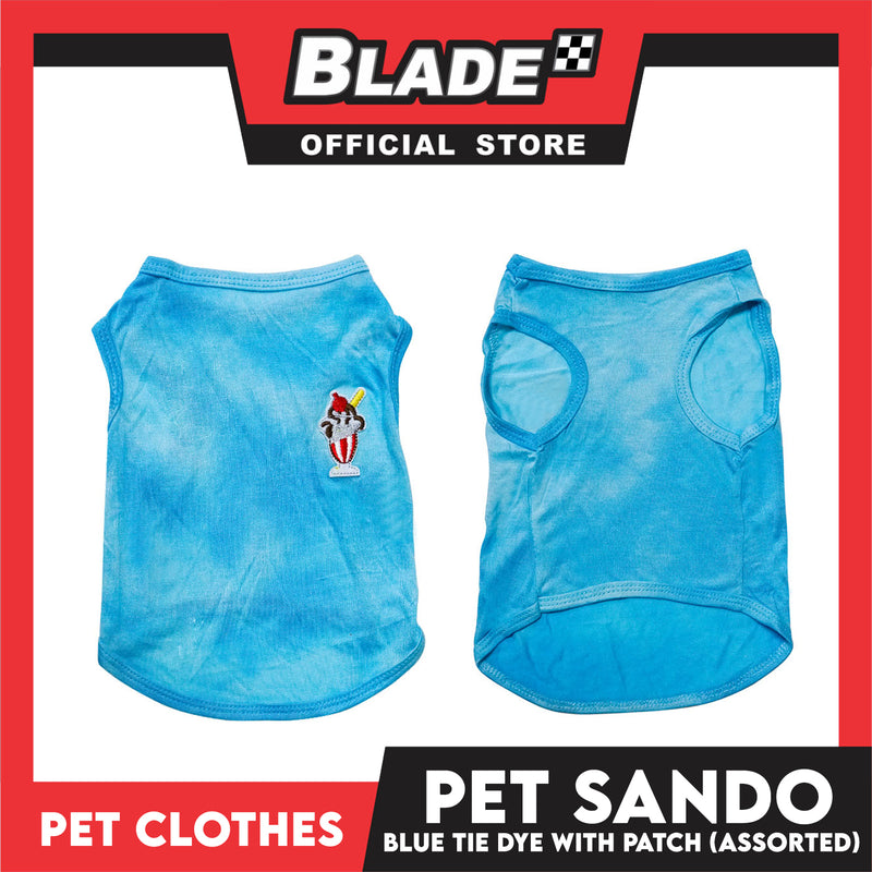 Pet Sando Blue Tie Dye with Assorted Patch Design (Extra Large) Pet Shirt Clothes Perfect for Dogs