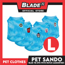 Pet Sando Blue Tie Dye with Assorted Patch Design (Large) Pet Shirt Clothes Perfect for Dogs