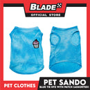 Pet Sando Blue Tie Dye with Assorted Patch Design (Large) Pet Shirt Clothes Perfect for Dogs