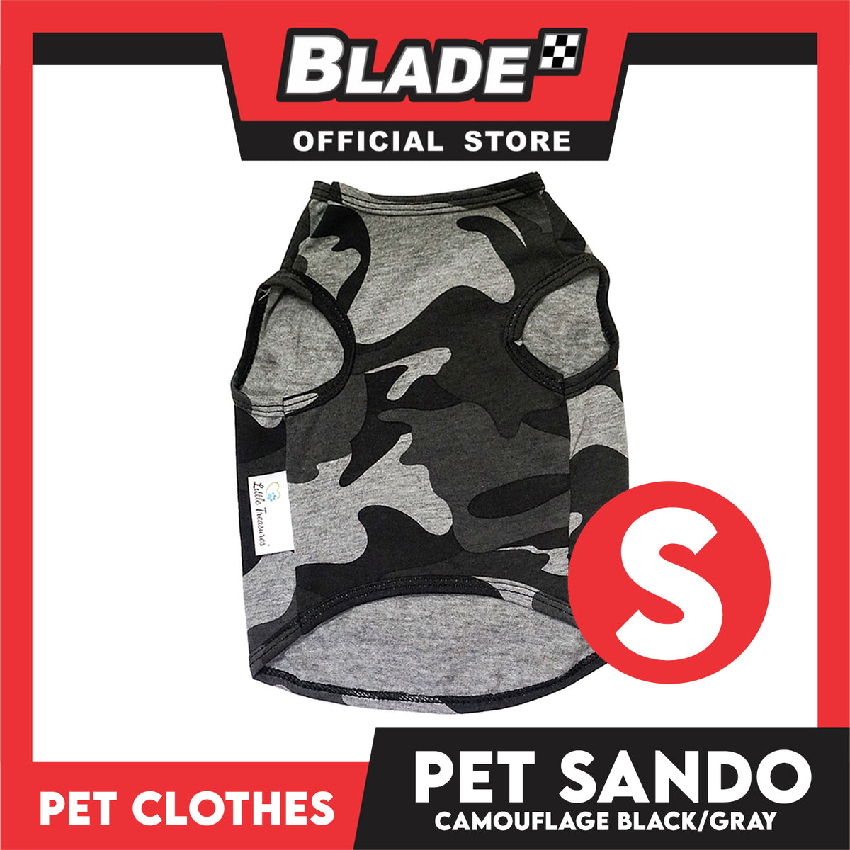 Pet Sando Camouflage Black/Gray (Small) Pet Shirt Clothes Dress Perfect fit for Dogs