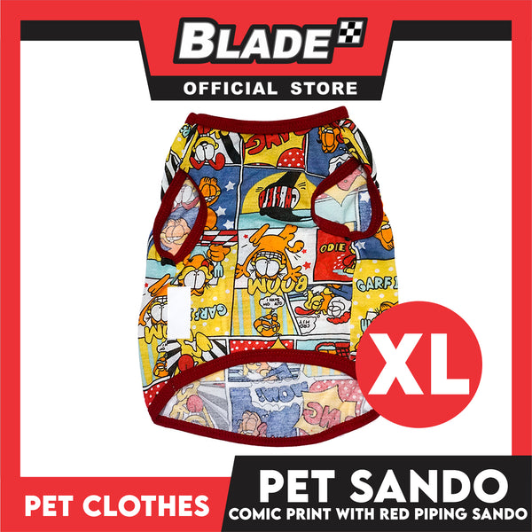 Pet Sando Comics Print with Red Piping (Extra Large) Pet Shirt Clothes Perfect fit for Dogs
