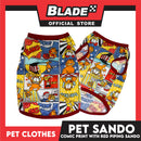 Pet Sando Comics Print with Red Piping (Large) Pet Shirt Clothes Perfect fit for Dogs