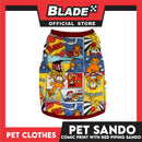 Pet Sando Comics Print with Red Piping (Medium) Pet Shirt Clothes Perfect fit for Dogs