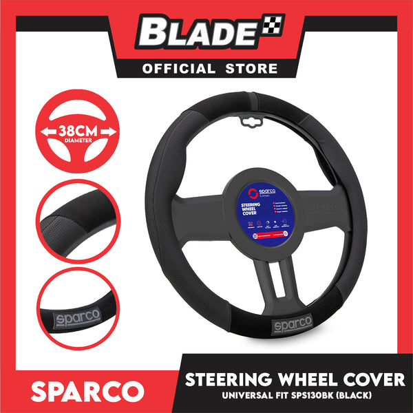 Sparco Corsa Steering Wheel Cover SPS130BK (Black) Universal Fit for Toyota, Mitsubishi, Honda, Hyundai, Ford, Nissan, Suzuki, Isuzu, Kia, MG and more