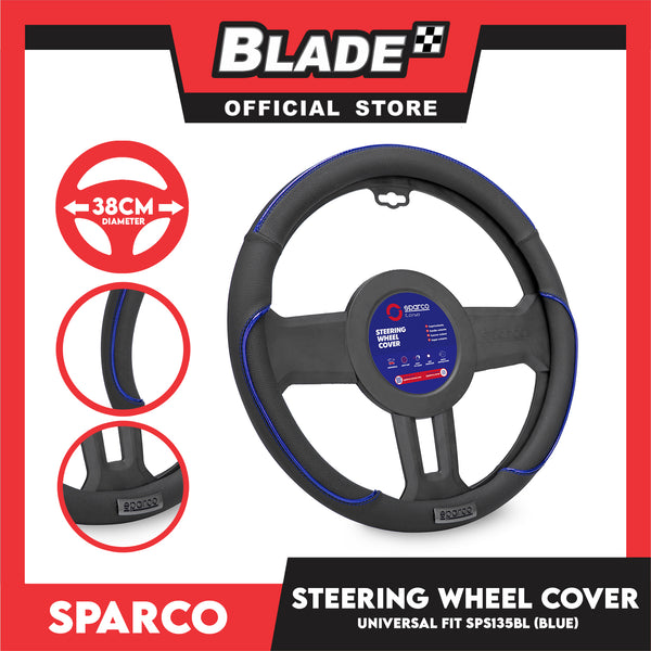Sparco Corsa Steering Wheel Cover SPS135BL (Blue) Universal Fit for Toyota, Mitsubishi, Honda, Hyundai, Ford, Nissan, Suzuki, Isuzu, Kia, MG and more
