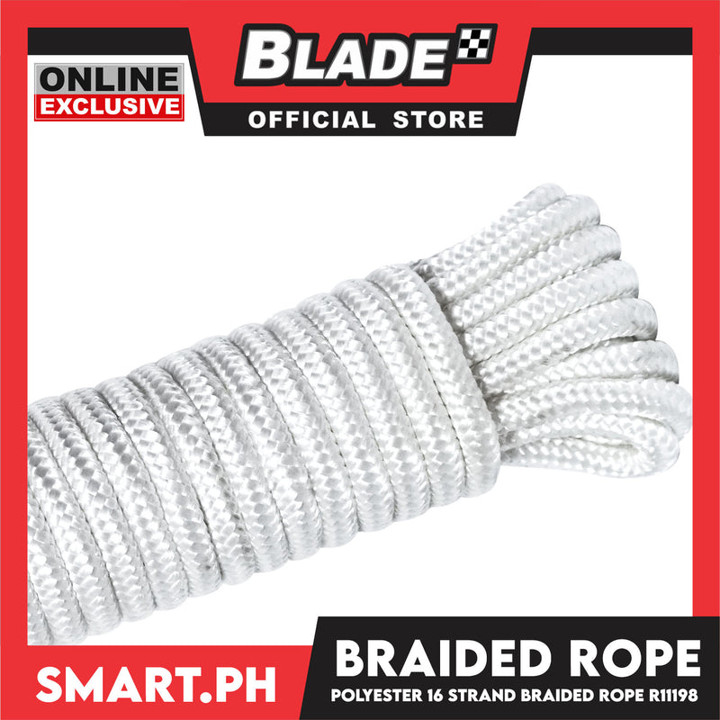 Direct Hardware Braided Rope R11198 Polyester 16 Strand (White) 3/8' ' x 50