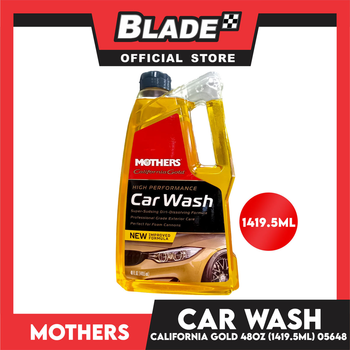 Mothers California Gold Car Wash 48oz (1419.5ml) High Performance, Super-Sudsing Dirt-Dissolving Formula, Professional Grade, Perfect for Foam Cannons