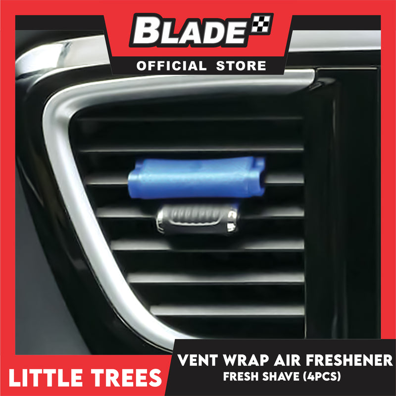 Little Tree Vent Wrap 4pcs (Fresh Shave) Provides Long-Lasting Scent, Slip On Vent Wrap Car Air Freshener