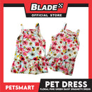 Pet Dress Floral Design, Pink Green Color Daisy Spaghetti Dress (Large) Perfect Fit for Dogs and Cats