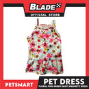 Pet Dress Floral Design, Pink Green Color Daisy Spaghetti Dress (Large) Perfect Fit for Dogs and Cats