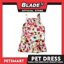 Pet Dress Floral Design, Pink Green Color Daisy Spaghetti Dress (Large) Perfect Fit for Dogs and Cats