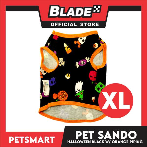 Pet Sando Halloween Design, Black with Orange Color Piping Sando (XL) Perfect Fit for Dogs and Cats