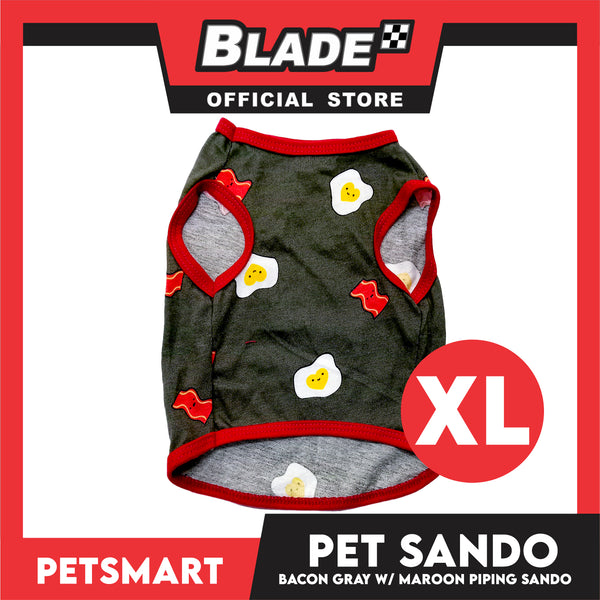 Pet Sando Bacon and Egg Designs, Gray with Maroon Color Piping Sando (XL) Perfect Fit for Dogs and Cats