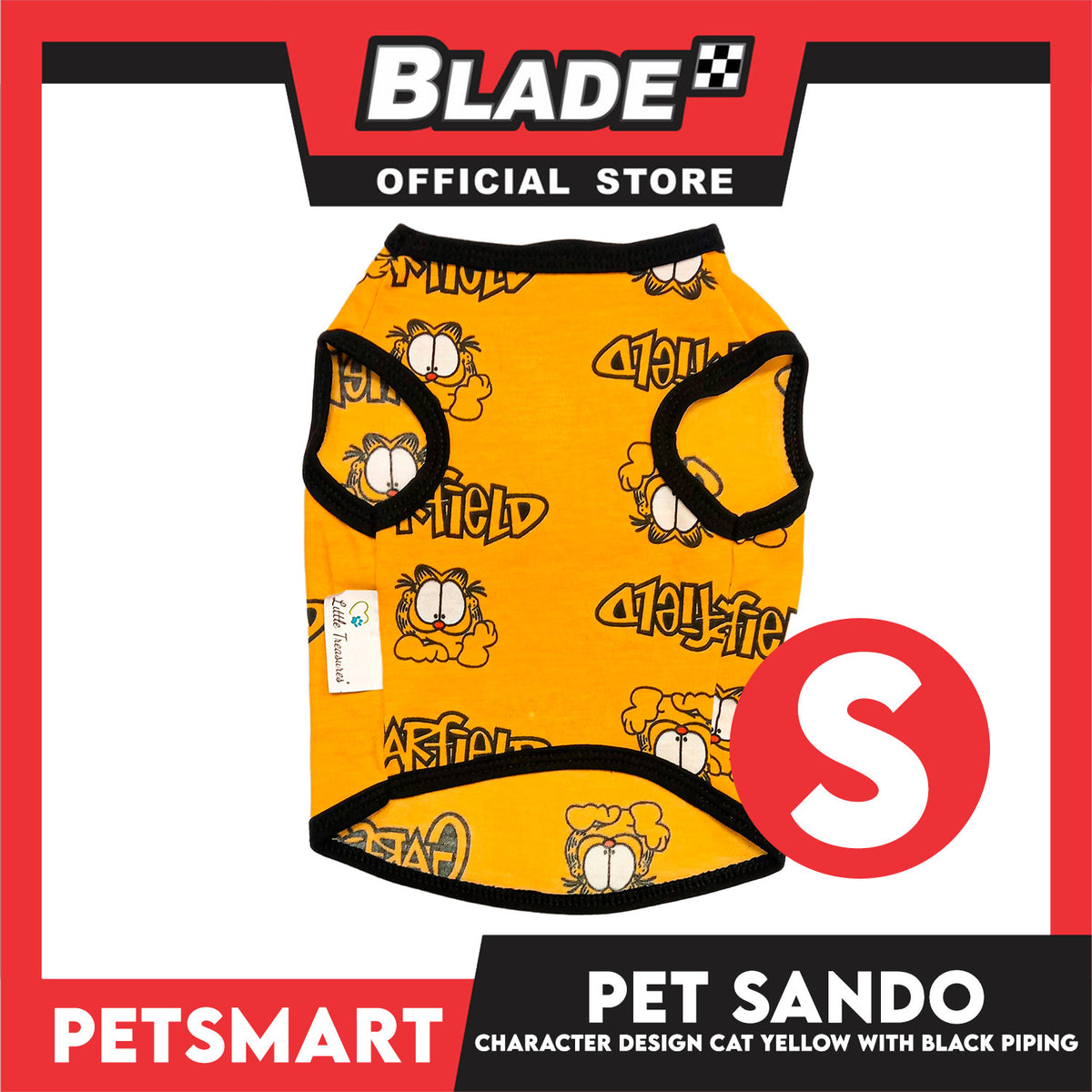 Pet Sando Character Design, Yellow with Black Color Piping Sando (Small) Perfect Fit for Dogs and Cats