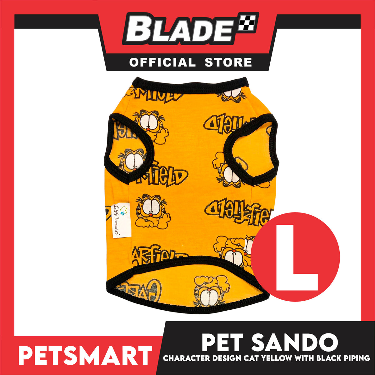 Pet Sando Character Design, Yellow with Black Color Piping Sando (Large) Perfect Fit for Dogs and Cats