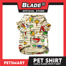 Pet T-Shirt, Cars and Planes Design, White Color (Medium) Perfect Fit for Dogs and Cats
