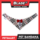 Pet Bandana Checkered Beige Red Tuxedo Bandana with Red Bow Tie Design (XS) Perfect Fit for Dogs and Cats