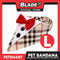 Pet Bandana Checkered Beige Red Tuxedo Bandana with Red Bow Tie Design (Large) Perfect Fit for Dogs and Cats