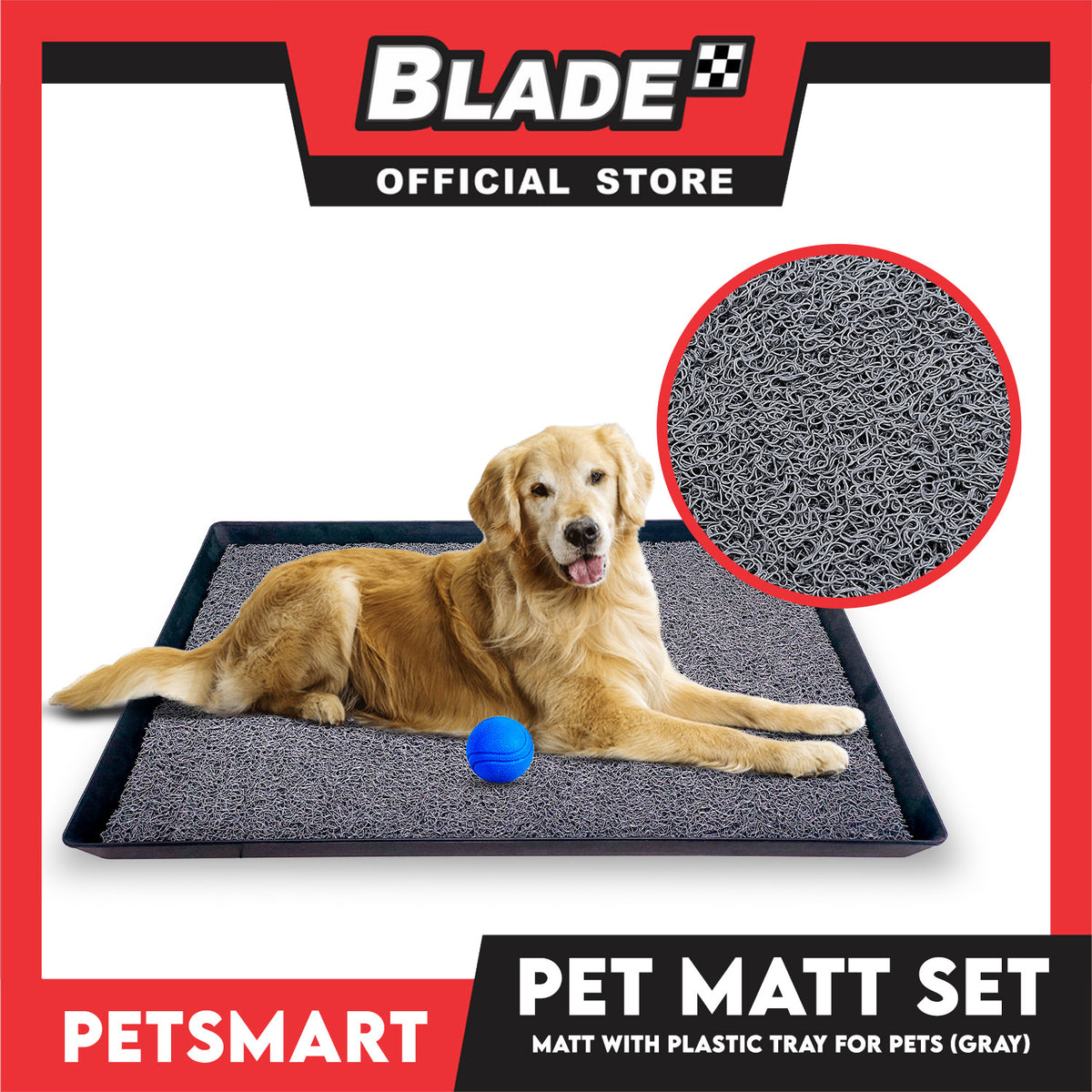 Pet Mat with Plastic Tray for Pets (Gray)