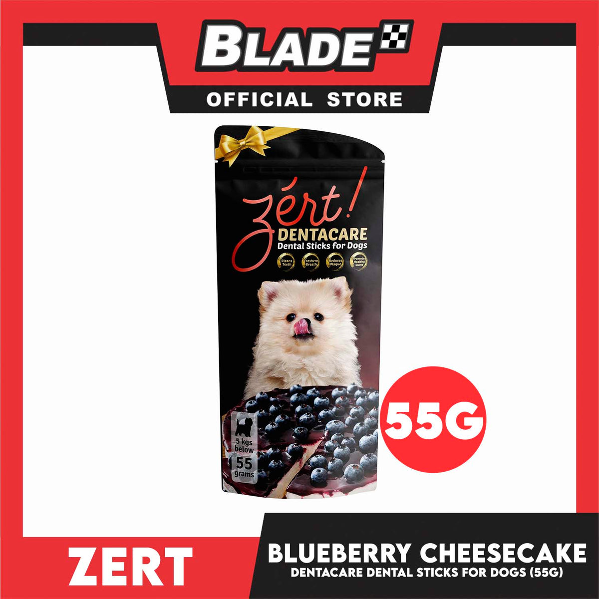 Zert Dentacare Dental Stick for Dogs 55g (Blueberry Cheesecake)