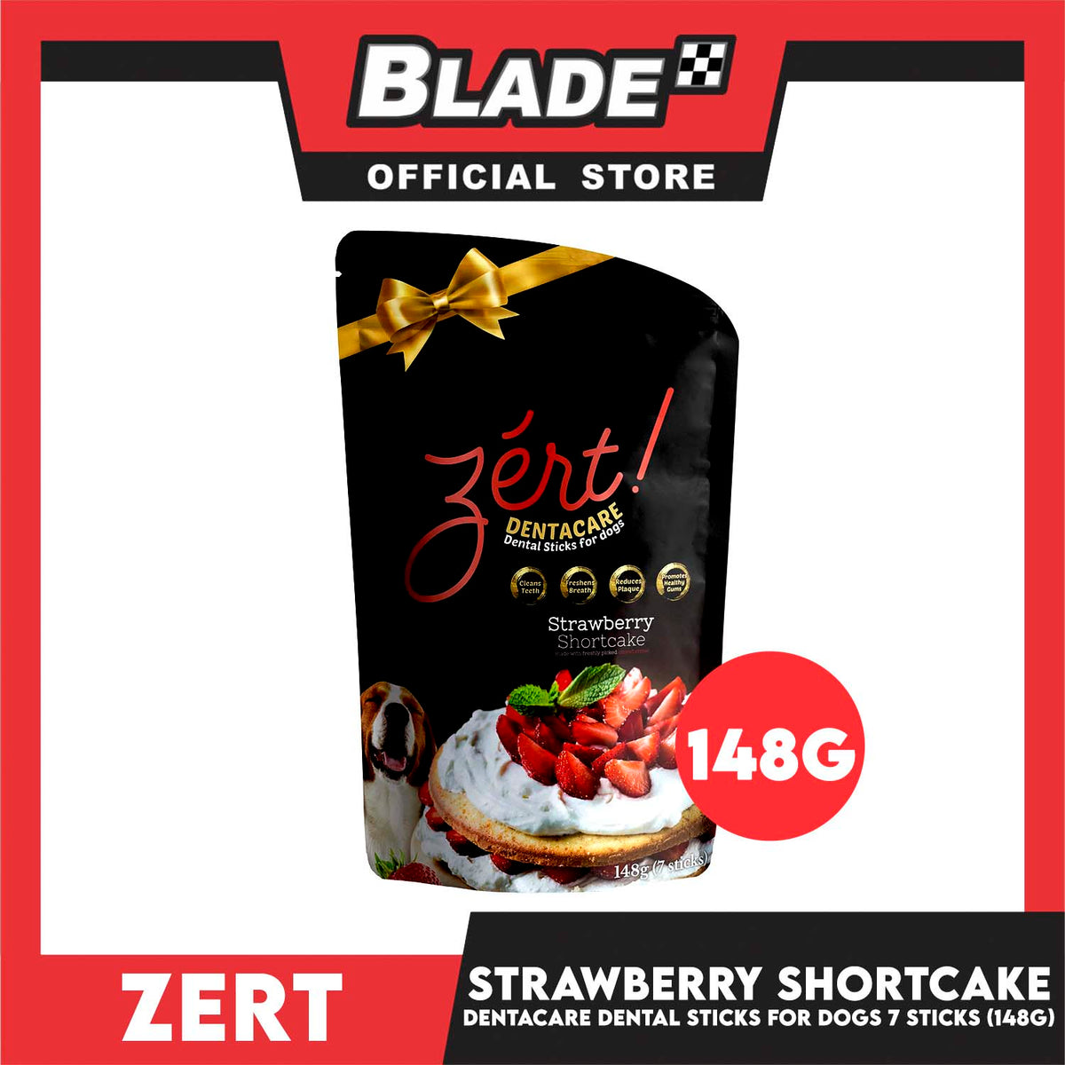 Zert Dentacare Dental Stick for Dogs 148g (Strawberry Shortcake)