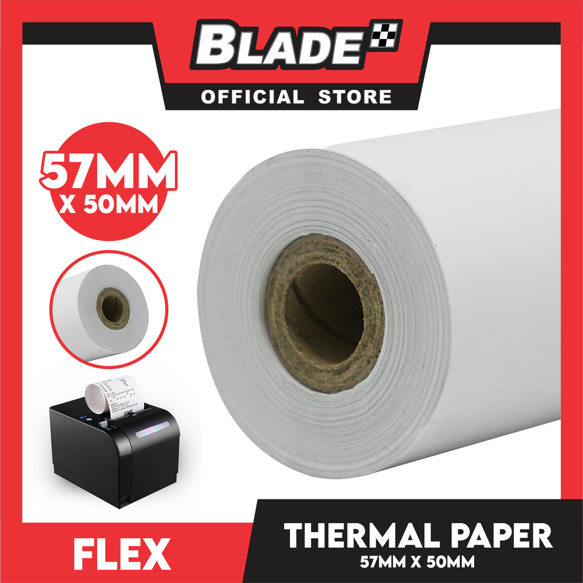 Flex Thermal Paper Rolls Cash Register POS Receipt Paper 57mm x 50mm TP119