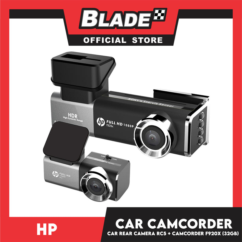 HP Camcorder F920X + RC5 Rear Camera Dashcam Car Recorder with 32gb Micro Sd Card