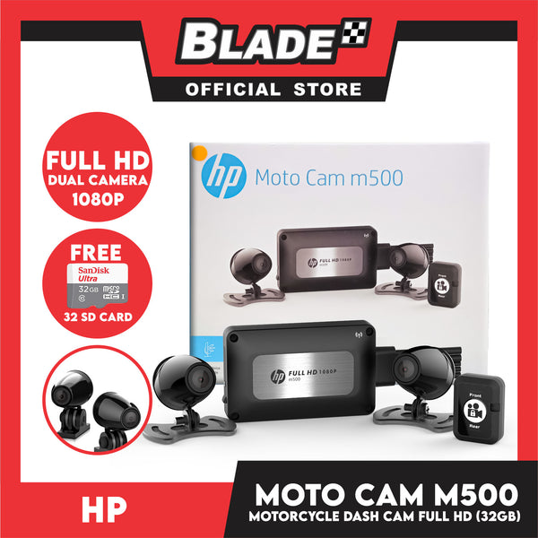 HP Motorcycle Camera m500 Dual Channel 1080P Full  HD with 32gb Micro Sd Card