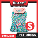 Pet Dress Floral Mint Green with Pink Collar and Ribbon Perfect Fit for Dogs and Cats (Small)