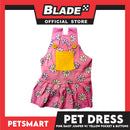 Pet Dress Pink Daisy Jumper with Yellow Pocket and Buttons Perfect Fit for Dogs and Cats (Medium)