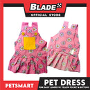 Pet Dress Pink Daisy Jumper with Yellow Pocket and Buttons Perfect Fit for Dogs and Cats (Medium)