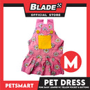 Pet Dress Pink Daisy Jumper with Yellow Pocket and Buttons Perfect Fit for Dogs and Cats (Medium)