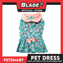 Pet Dress Floral Mint Green with Pink Collar and Ribbon Perfect Fit for Dogs and Cats (Medium)