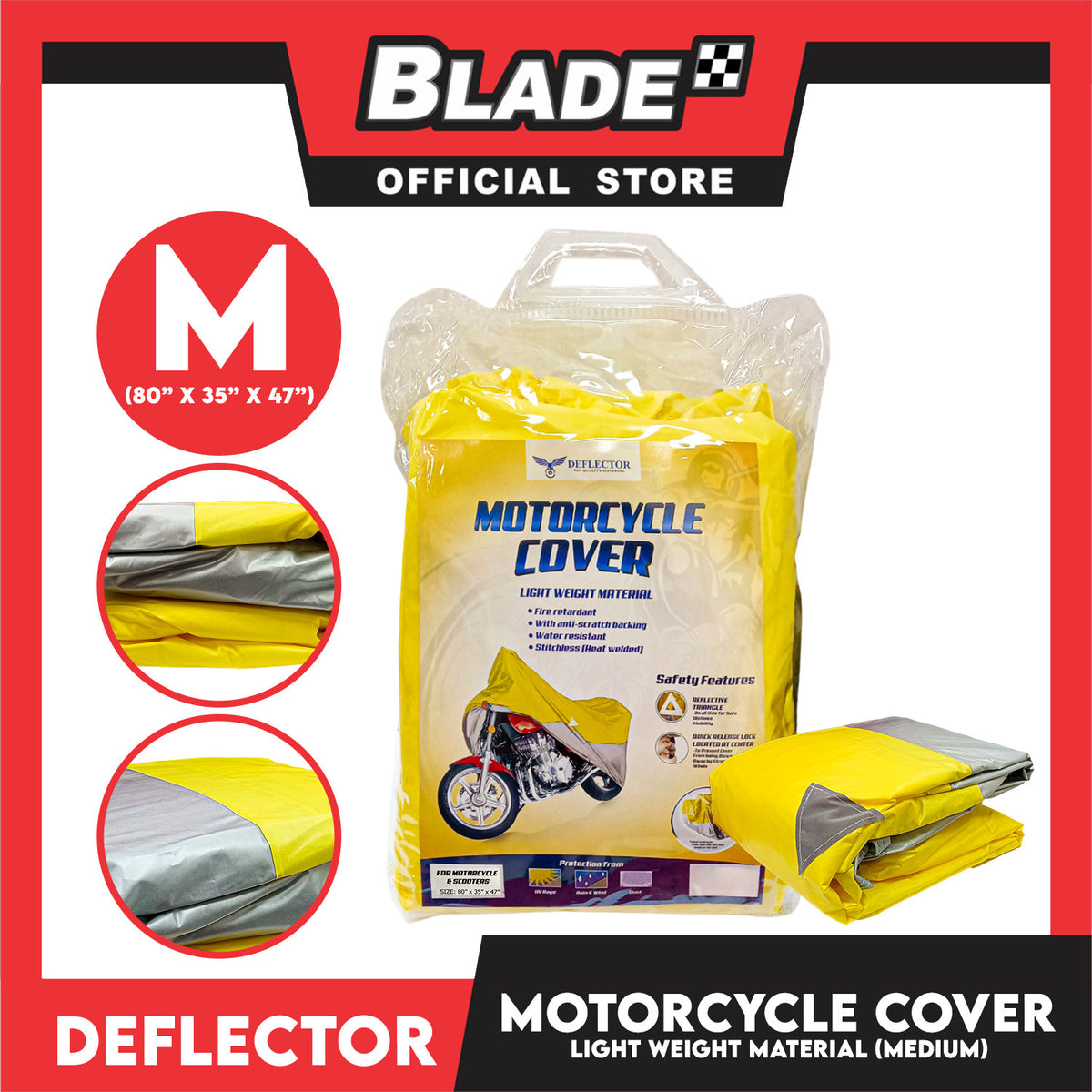 Deflector Motorcycle Cover 2-Tone Color Yellow and Silver Grey (Medium)