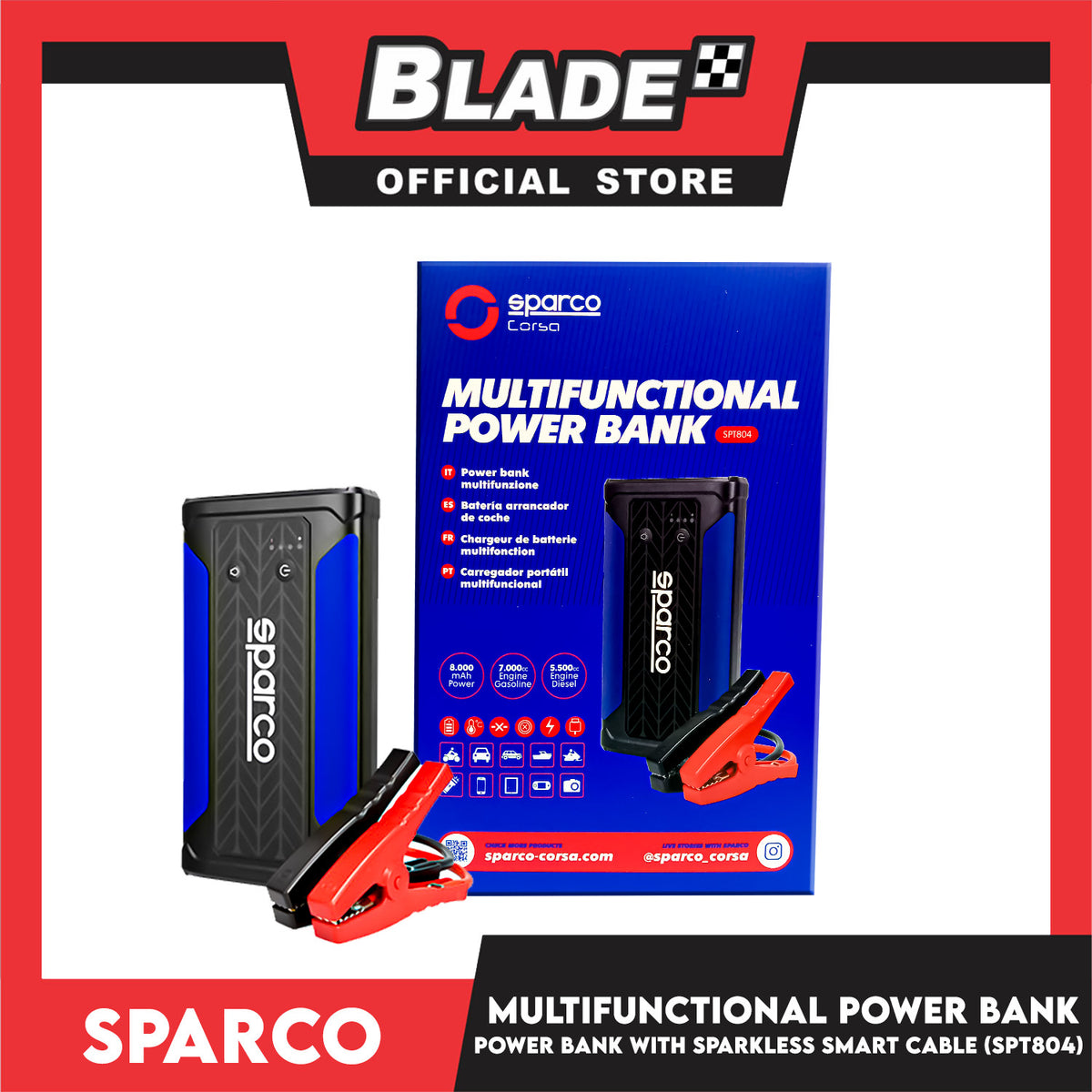 Sparco 8000mAh Jump Starter Multifunctional Power Bank SPT804
